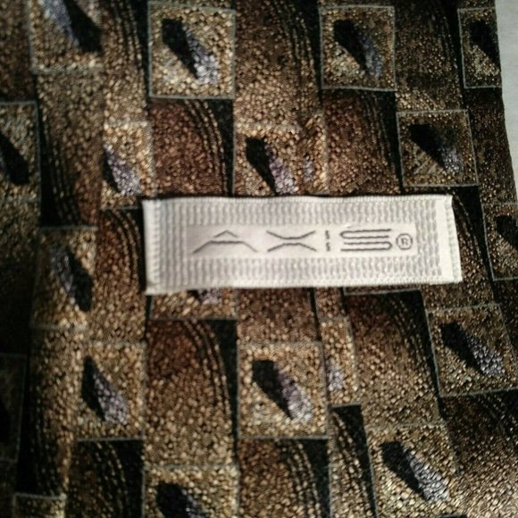 Axis Brown Pattern Checks Checkered Necktie Excell - Picture 3 of 3
